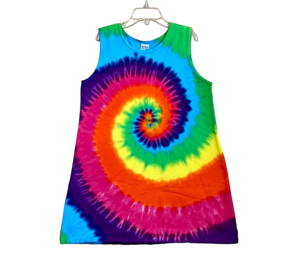 neon gypsy dresses TIE DYE Dress Neon Rainbow Tye Dye Girl's Tank Top Dress Hippie Gypsy Size  2T 4T 6 8 10 12 Handmade Psychedelic Circus Art