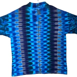 tie dye golf polo tye die sport shirt Blue Moon DNA Honeycomb small medium large XL 2X 3X Jerzees Brand 100% cotton hippie made drip tie dye hand dyed handmade collared polo shirt fathers day gift birthday gift Psychedelic Circus art ice dyed