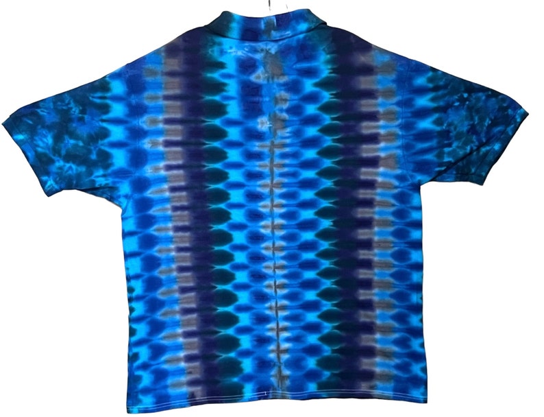 tie dye golf polo tye die sport shirt Blue Moon DNA Honeycomb small medium large XL 2X 3X Jerzees Brand 100% cotton hippie made drip tie dye hand dyed handmade collared polo shirt fathers day gift birthday gift Psychedelic Circus art ice dyed