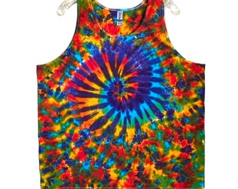 Regata TIE DYE Psicodélico Arco-íris Espiral Blotter Tye Dye artesanal Regata Masculina sm med lg xl 2X 3X hippie art boho T/T
