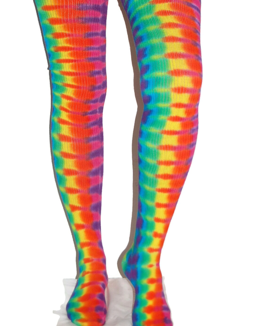 Tie Dye Thigh High Socks Neon Rainbow DNA Honeycomb - Etsy