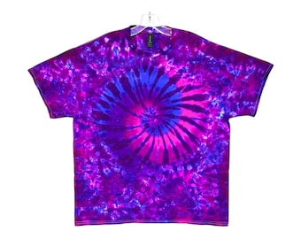 Maglietta Tie Dye / Carta assorbente a spirale viola e rosa / Fatta a mano / Maglietta a maniche corte / S M L XL 2X 3X 4X 5X 6X / Unisex / Taglie forti / Taglie alte / Donna