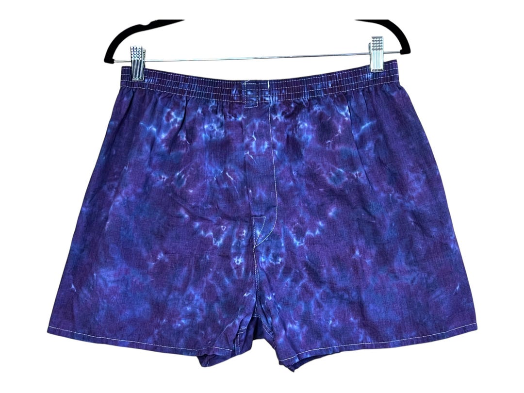 Shorts Boxer TIE DYE Blotter roxo e azul Boxers pequeno médio