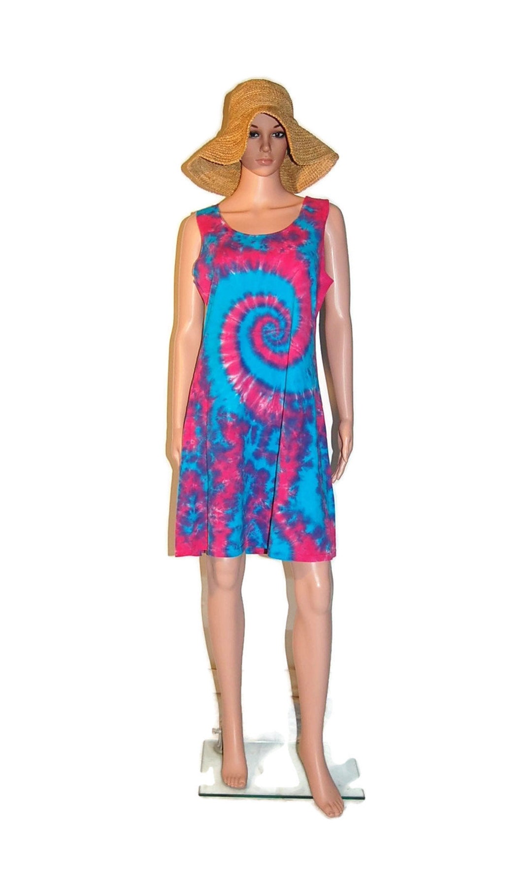 TIE DYE Mini Dress Hot Pink & Turquoise Spiral Blotter Psychedelic Tye Dye  Women's Short Tank Dress Hippie Sm Med Lg Xl 2x 3x Handmade - Etsy