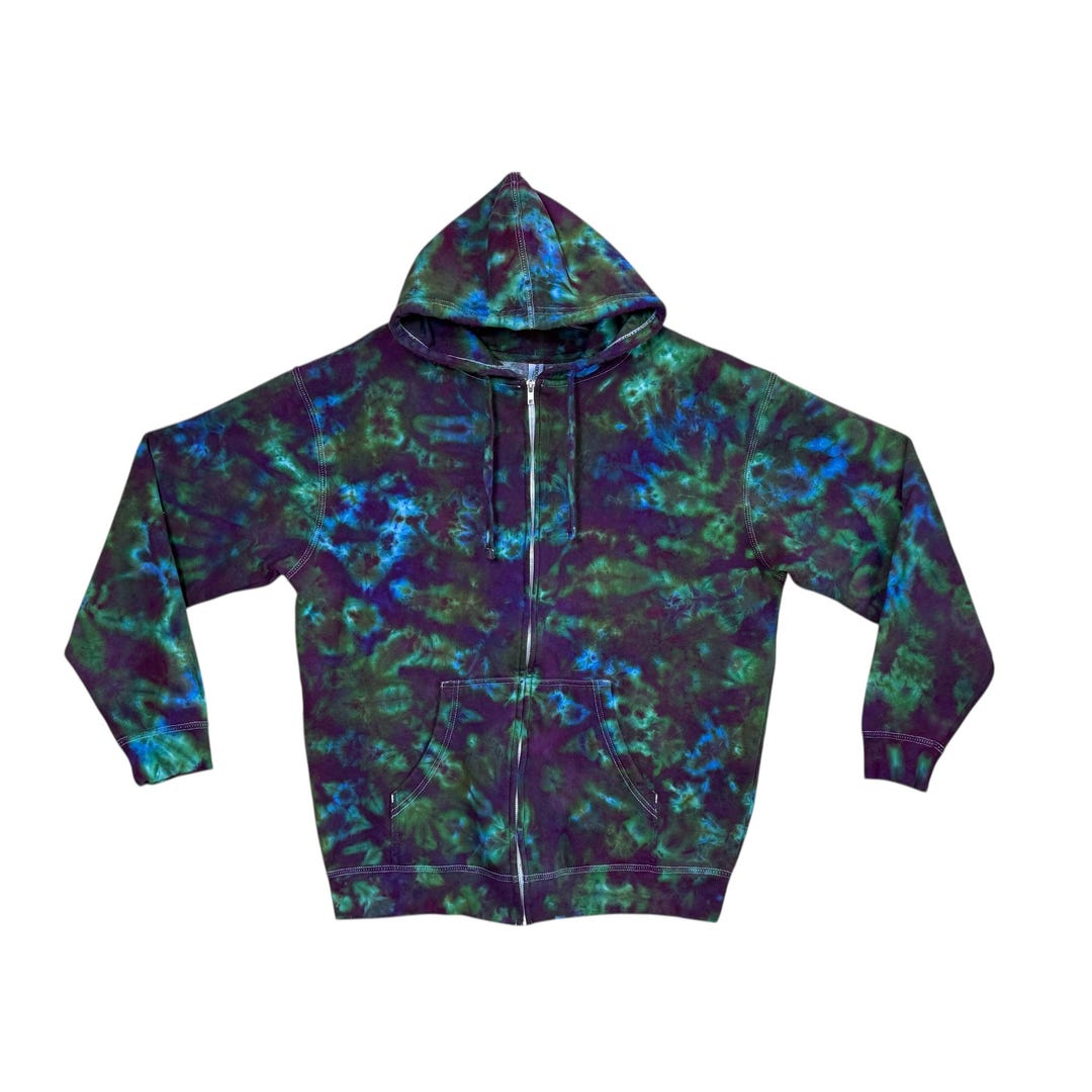 Tie Dye Zip Hoodie Olive Green Blotter Scrunch Art Psychedelic Tie Dye Zip Hoodie Olive Green Blotter Scrunch Art Psychedelic