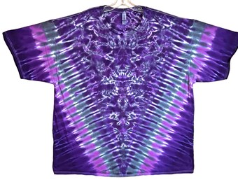 タイダイシャツ | パープルムーンブロッターV | ハンドメイド | 半袖Tシャツ | S M L XL 2X 3X 4X 5X 6X | ユニセックス | プラス | トール | レディース