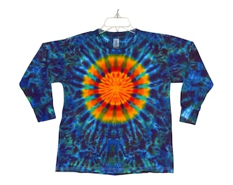 TIE DYE Kinder Langarm Shirt | Sonnenschein Regenbogen | Jugendgrößen 2-4 XS 6-8 Small 10-12 Medium 14-16 Large | handgefertigte Kinderkleidung