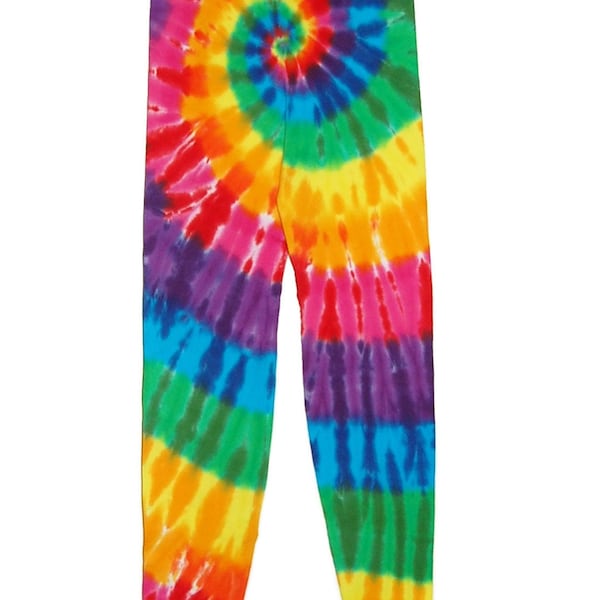 TIE DYE Leggings Kids Rainbow Pinwheel Spiral Swirl sizes 6m 12m 18m 2T 4T 6 8 10 12 long johns handmade hippie hand dyed pantsPsychedelic