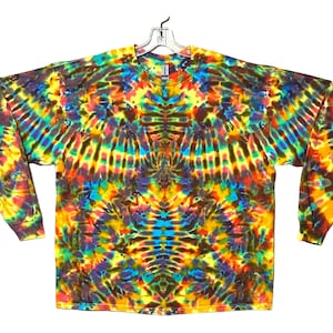 Tie Dye Shirt | Rainbow Pinwheel Phoenix Blotter | Long Sleeve Handmade T-Shirt | small medium large XL 2X 3X 4X 5X 6X | Psychedelic Circus