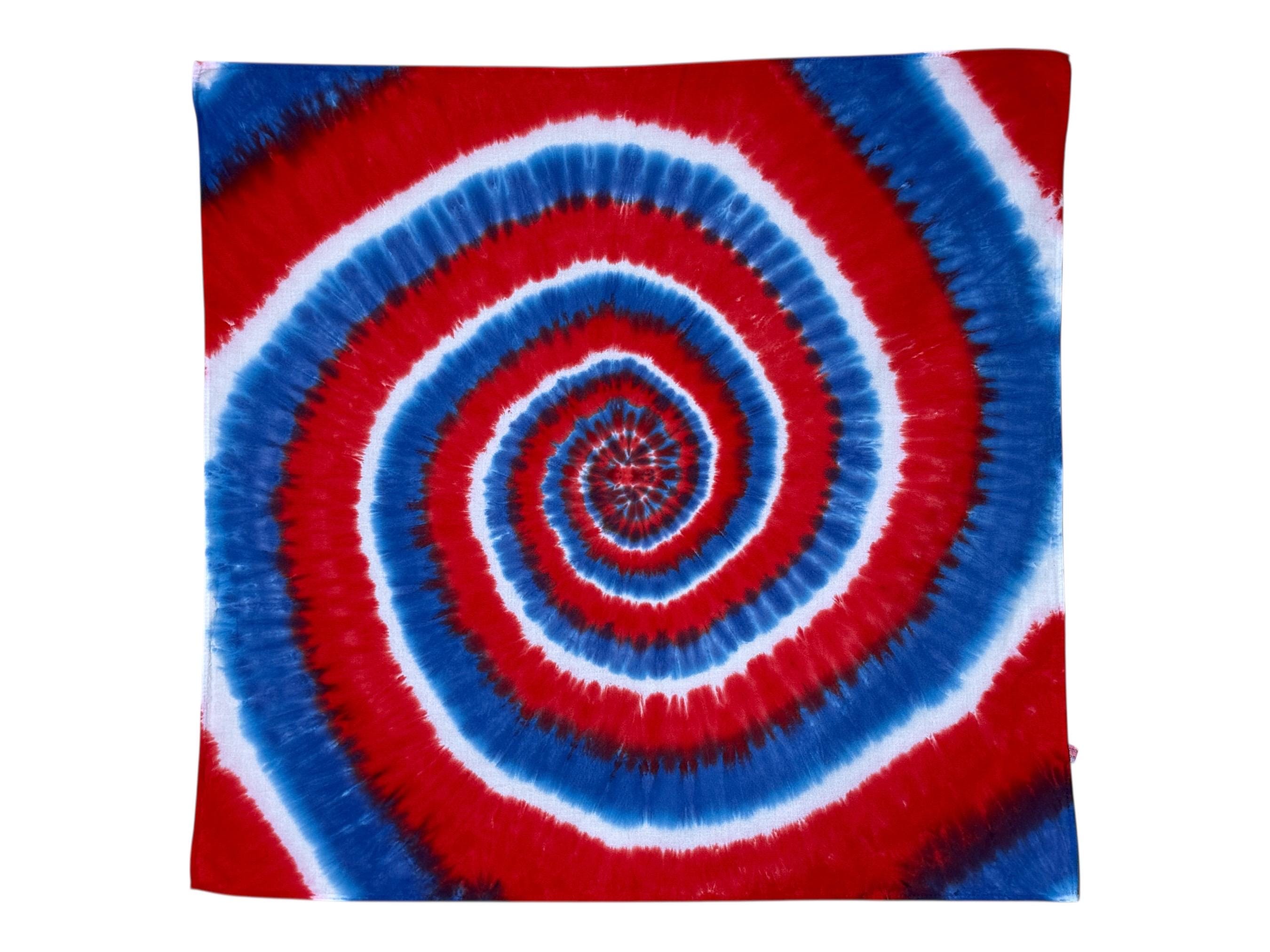 Tie Dye Bandana | Red White & Blue Spiral | Tye Dye Scarf  display picture 3