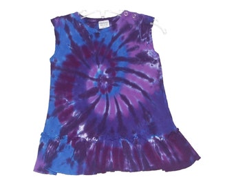 TIE DYE Dress Purple Spiral Swirl Baby Girl's Ruffle Dress Infant sizes 3 6 12 18 24 months handmade Love art handmade shower gift