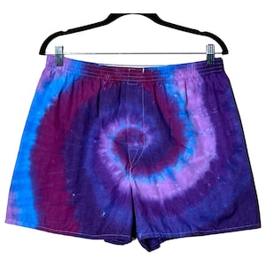 Tie Dye Boxer Shorts Purple Spiral Men&#39;s Tye Dye Boxer&#39;s sm m l xl handmade shorts hippie boho Psychedelic Circus