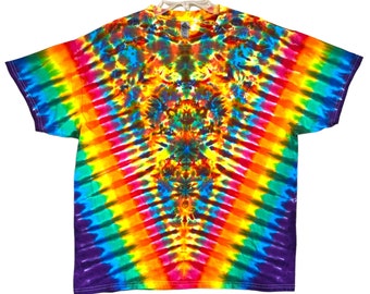 Psychedelic Tie Dye Shirt Rainbow Pinwheel V Blotter Scrunch handmade short sleeve Adult T-Shirt Small Medium Large XL 2X 3X 4X 5X 6X