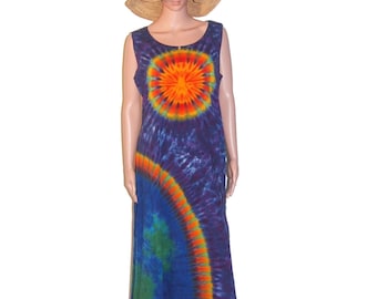 TIE DYE Dress Earth Sun & Rainbow Tye Dye Women's Tank Top Dress hippie sm med lg xl 2x 3x Grateful Dead psychedelic sundress