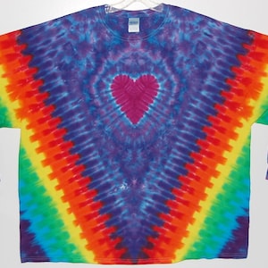 Koszulka Tie Dye | Purple Heart Rainbow V Blotter | Koszulka z długim rękawem, ręcznie robiona | S, M, L, XL 2X 3X 4X 5X 6X | Psychedelic Circus