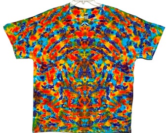 Tie Dye Shirt Rainbow Blotter Scrunch art Psychedelic short sleeve Adult T-Shirt Sm Med Lg XL 2X 3X 4X 5X 6X handmade hand dyed Tye Die