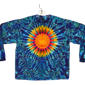 Tie Dye Shirt | Rainbow Sun Blotter Scrunch | Long Sleeve Handmade T-Shirt | small medium large XL 2X 3X 4X 5X 6X | Psychedelic Circus