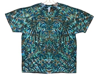 Tie-dye-shirt | Bemoste blauwgroene vloeiblad | Handgeverfd | T-shirt met korte mouwen | Sm Med LG XL 2X 3X 4X 5X 6X | Uniseks | Plus | Hoog | Dames