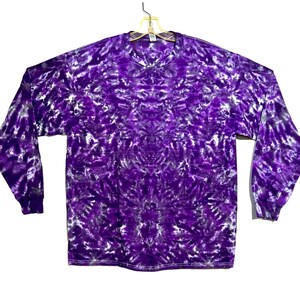 Tie Dye Shirt | Purple Moon Blotter Scrunch | Long Sleeve Handmade T-Shirt | small medium large XL 2X 3X 4X 5X 6X | Psychedelic Circus