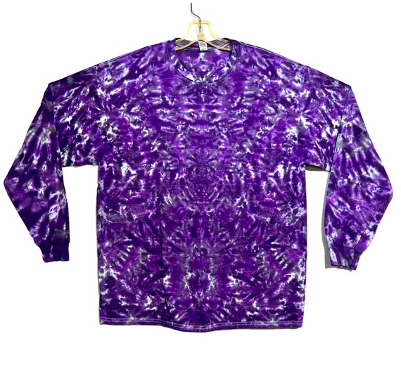 Tie Dye Shirt Purple Moon Blotter Scrunch Long Sleeve Handmade T-Shirt  small medium large XL 2X 3X 4X 5X 6X Psychedelic Circus