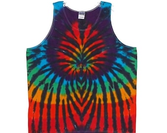 Regata tie-dye arco-íris psicodélico feita à mão