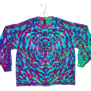 Tie Dye Shirt | Electric Drip Blotter Scrunch | Long Sleeve Handmade T-shirt | small medium large XL 2X 3X 4X 5X 6X | Psychedelic Circus
