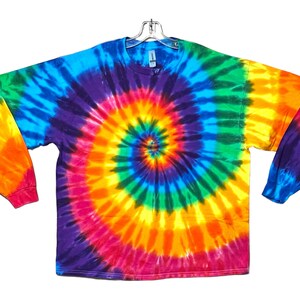Tie Dye Shirt | Rainbow Pinwheel Spiral Swirl | Long Sleeve Handmade T-shirt | small medium large XL 2X 3X 4X 5X 6X | Psychedelic Circus
