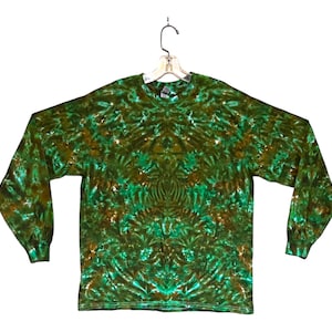 Tie Dye Shirt | Jungle Green Blotter | Long Sleeve handmade T-shirt | small medium large XL 2X 3X 4X 5X 6X | Psychedelic Circus