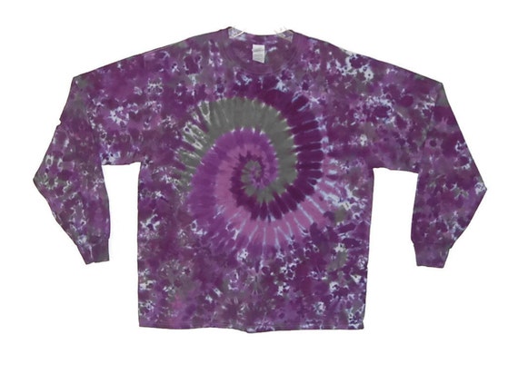 Tie Dye Shirt Purple Moon Spiral Blotter Scrunch Long Sleeve