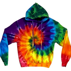 Tie Dye Small Hoodie Rainbow Pinwheel Spiral Swirl Psychedelic Hooded pullover Sweatshirt Adult Small