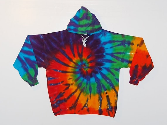 Tie Dye Hoodie Classic Rainbow Spiral Hand Dyed Hooded Pullover  Sweatshirt Small Medium Large XL 2X 3X 4X 5X Psychedelic Circus