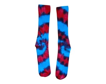 Tie Dye Bamboo Socks: Pink & Turquoise Spiral, Handmade Boho Style