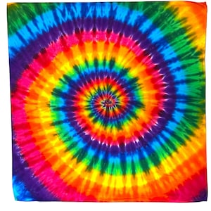 Tie Dye Bandana | Rainbow Pinwheel Spiral | Tye Dye Scarf | Handmade Bandanna | Head Wrap | Hand Dyed Handkerchief | Psychedelic Circus