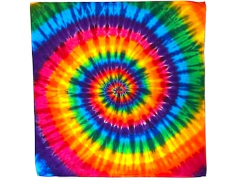 Tie Dye Bandana psychedelic Rainbow Pinwheel Spiral Swirl Tye Dye scarf Grateful Dead handmade head wrap art bandanna handkerchief