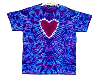 TIE DYE Kid's Shirt | Purple Heart | Youth sizes 2-4T Xs, 6-8 Small, 10-12 Medium, 14-16 Large, 18-20 XL | handmade children's clothing