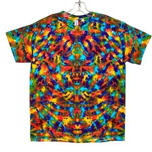 Tie Dye Shirt Rainbow Blotter Scrunch art Psychedelic short sleeve Adult T-Shirt Sm Med Lg XL 2X 3X 4X 5X 6X handmade hand dyed Tye Die