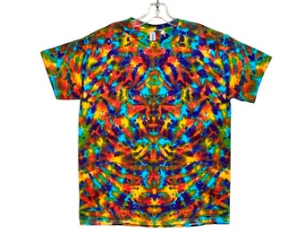 Tie Dye Shirt Rainbow Blotter Scrunch art Psychedelic short sleeve Adult T-Shirt Sm Med Lg XL 2X 3X 4X 5X 6X handmade hand dyed Tye Die