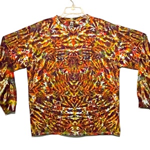 Tie Dye Shirt | Fall Vibes Blotter Scrunch | Long Sleeve Handmade T-shirt | small medium large XL 2X 3X 4X 5X 6X | Psychedelic Circus