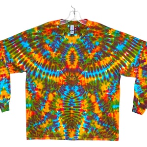 Tie Dye Shirt | Earthy Rainbow Tribal Phoenix Blotter | Long Sleeve Handmade T-Shirt | small medium large XL 2X 3X 4X 5X 6X | Psychedelic