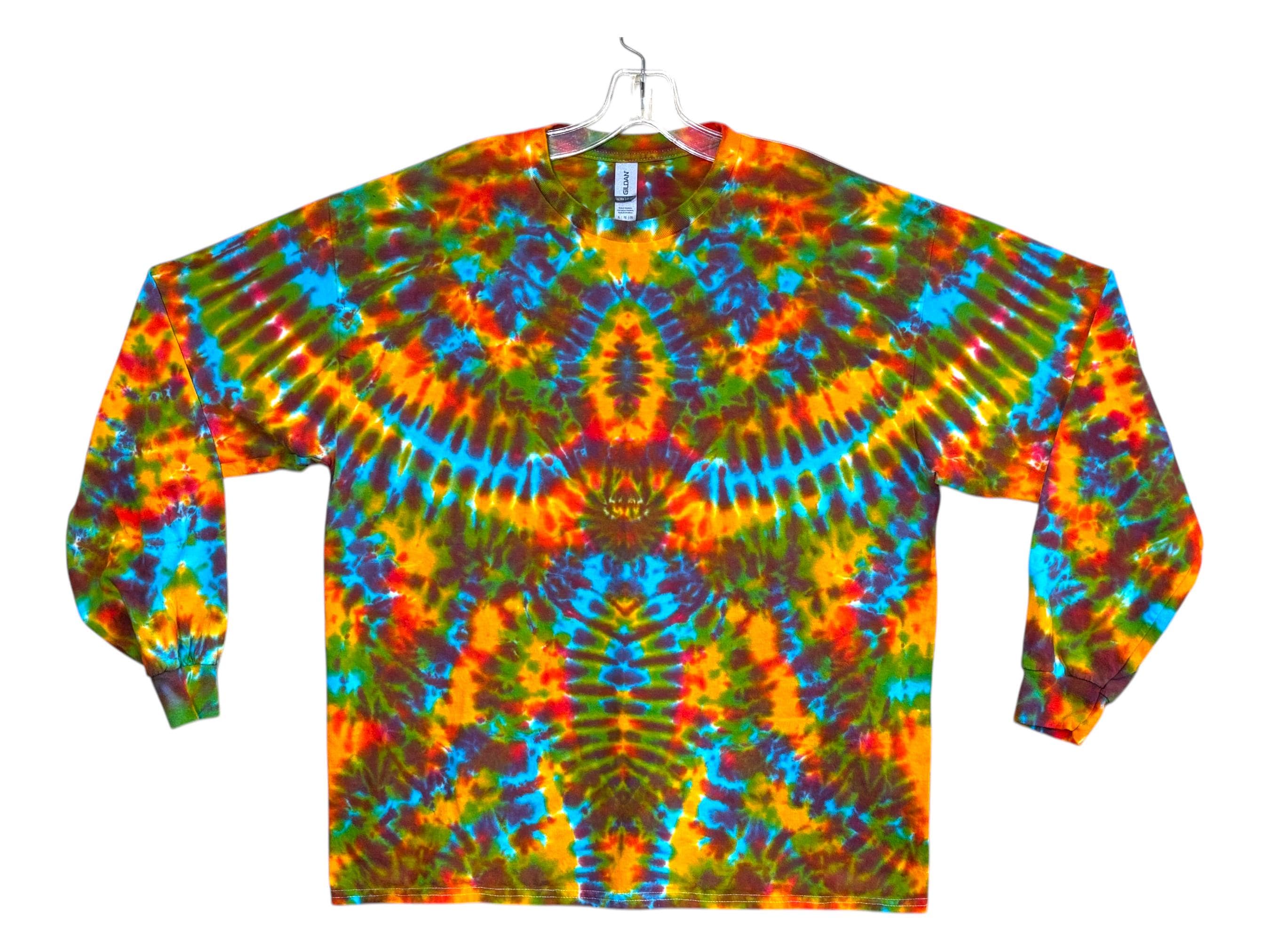 【新品】PHEENY Tie dye long sleeve Tie Dye Shirt | Earthy Rainbow Tribal Phoenix Blotter | Long