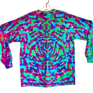 Tie Dye Shirt | Electric Drip Blotter Scrunch | Long Sleeve Handmade T-shirt | small medium large XL 2X 3X 4X 5X 6X | Psychedelic Circus