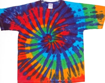 Rainbow TIE DYE Kid Shirt Rainbow Tye Dye Spiral T-Shirt Youth sizes 2-4T xs 6-8 Small 10-12 Medium 14-16 Large handmade childrens clothing