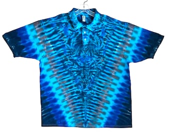 Tie Dye Golf Polo psichedelico Blue Moon V Blotter arte Sport Camicia adulto piccolo medio grande XL 2X 3X 4X 5X hippie fatto a mano tinto a mano