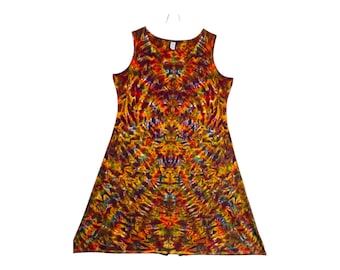 TIE DYE Dress | Fall Vibe Blotter | Tank Top Midi / Maxi Dress | Women's Sm Med Lg XL 2X 3X | Handmade | Hand Dyed