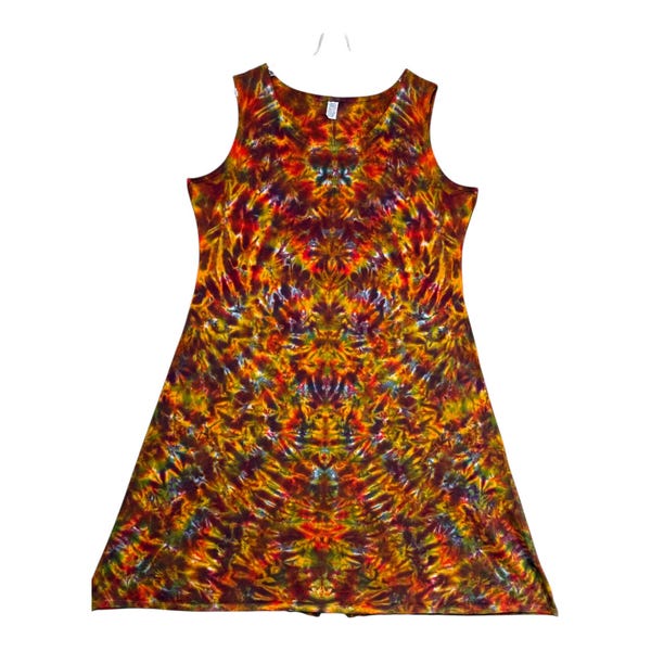 TIE DYE Dress | Fall Vibe Blotter | Tank Top Midi / Maxi Dress | Women's Sm Med Lg XL 2X 3X | Handmade | Hand Dyed