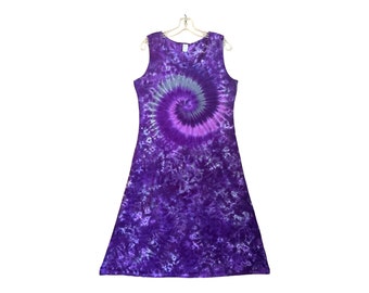 TIE DYE Midi Maxi Dress Purple Moon Spiral Blotter Tye Dye Women's Tank Top Dress hippie sm med lg xl 2x 3x psychedelic sundress