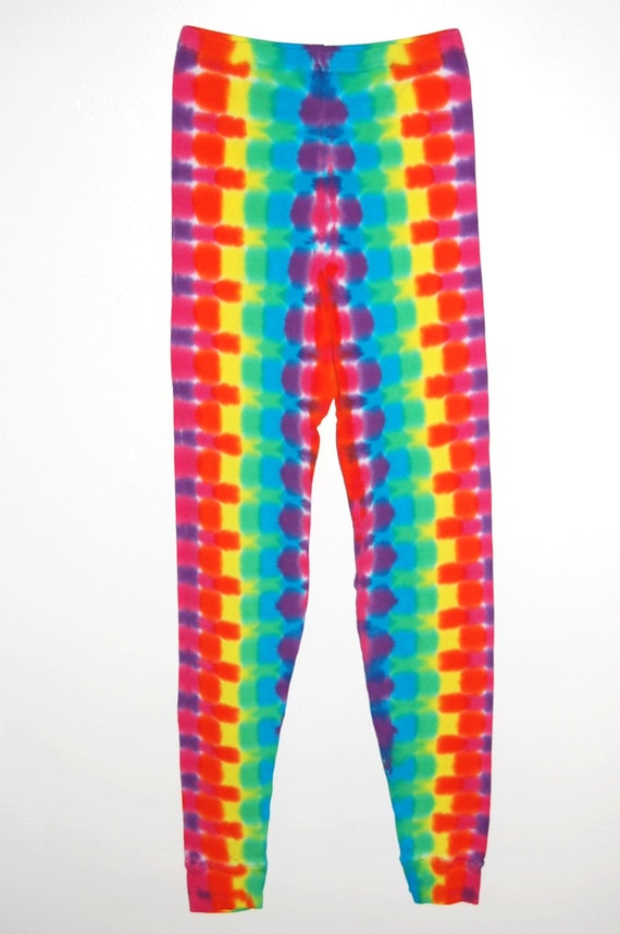 TIE DYE Leggings Kids Neon Rainbow DNA Honeycomb Psychedelic Long