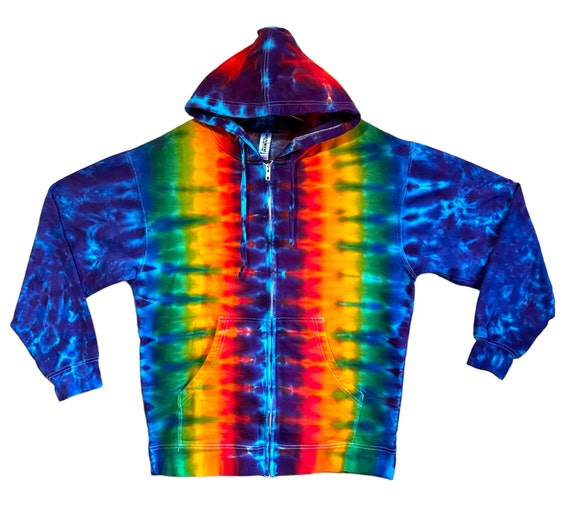 Tie Dye Zip Hoodie Psychedelic Double Rainbow DNA Honeycomb