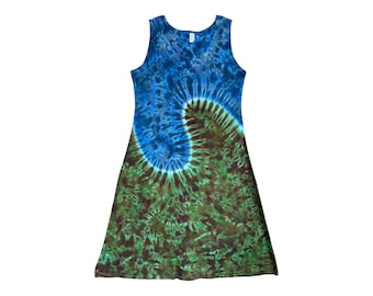 TIE DYE Dress | Earthy Wave | Tank Top Midi or Maxi Dress | Women's Sm Med Lg XL 2X 3X | Handmade | Hand Dyed | Psychedelic Circus