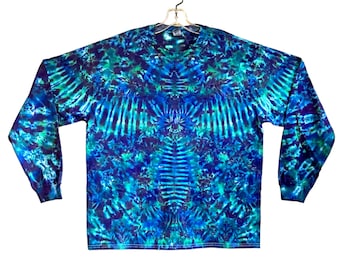 Tie Dye Shirt | Purple Green Phoenix Blotter Scrunch | Long Sleeve Handmade T-shirt | small medium large XL 2X 3X 4X 5X 6X | Psychedelic